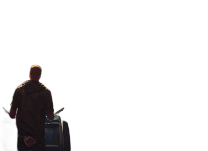 robot, jacket, car, staff transparent PNG cut-out