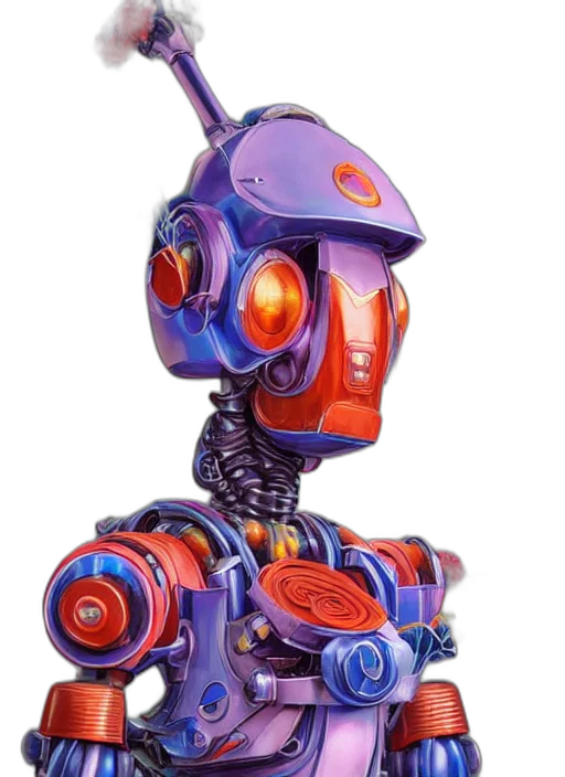robot, concept art, 3d render, cyberpunk transparent PNG cut-out
