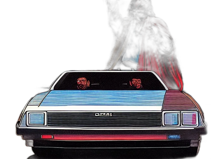 car, robot, vaporwave, concept art transparent PNG cut-out