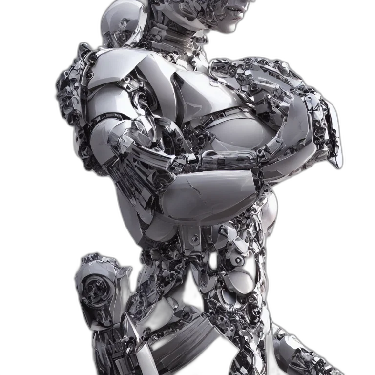 robot, 3d render, concept art, cyberpunk transparent PNG cut-out