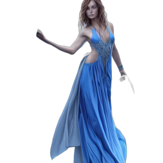 dress, staff, concept art, fantasy art transparent PNG cut-out