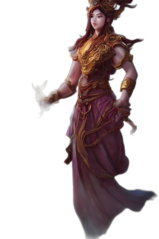 staff, dress, dragon, fantasy art transparent PNG cut-out