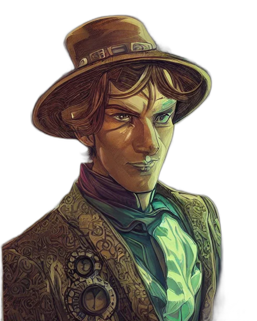hat, staff, face, jacket transparent PNG cut-out
