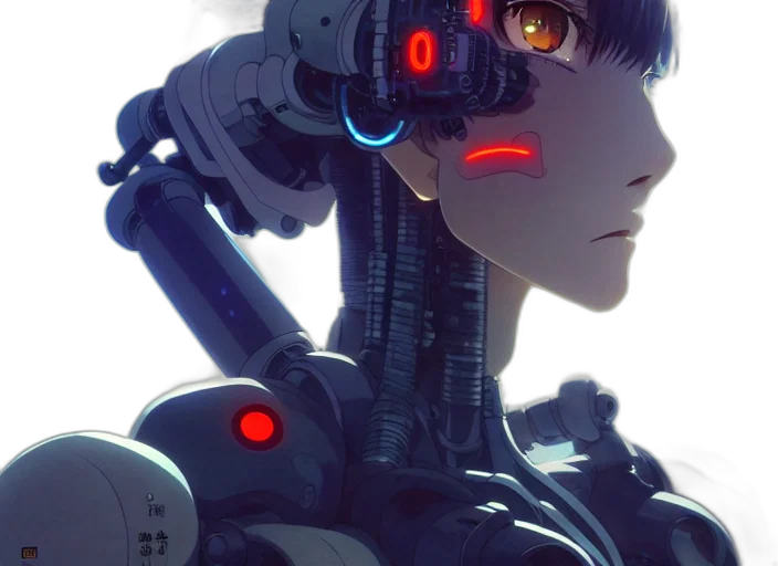 robot, weapon, face, cyberpunk transparent PNG cut-out
