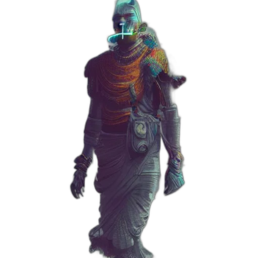 robot, creature, mask, staff transparent PNG cut-out