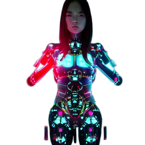 robot, cyberpunk, 3d render, concept art transparent PNG cut-out