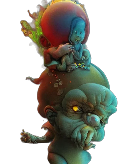 creature, mask, concept art, 3d render transparent PNG cut-out