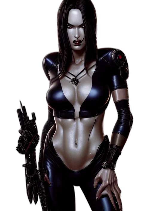 robot, weapon, cyberpunk, comic book art transparent PNG cut-out