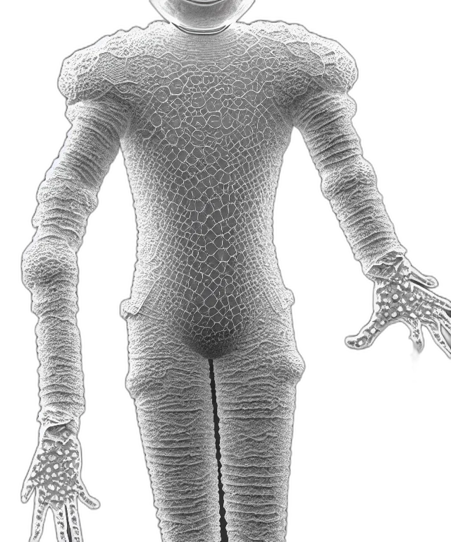 robot, creature, jacket, staff transparent PNG cut-out
