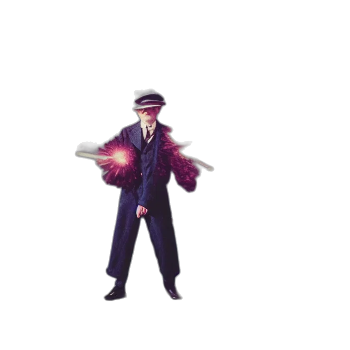 staff, hat, jacket, weapon transparent PNG cut-out