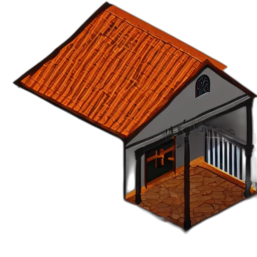 building, furniture, umbrella, 3d render transparent PNG cut-out