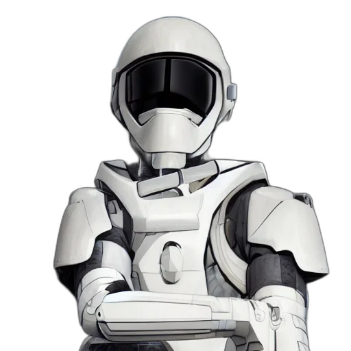 robot, staff, concept art, 3d render transparent PNG cut-out