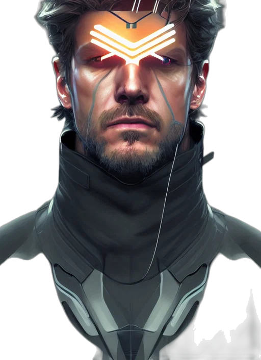 face, staff, jacket, robot transparent PNG cut-out