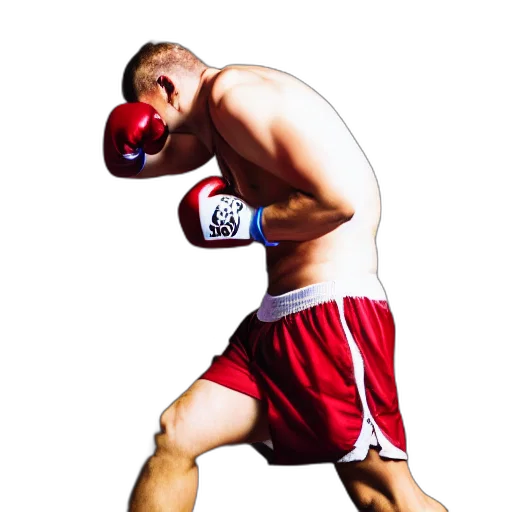 photorealistic, boxer, punching, pie transparent PNG cut-out