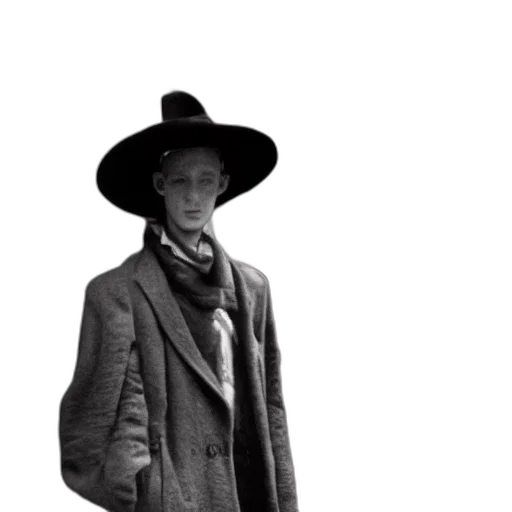 hat, jacket, staff, face transparent PNG cut-out