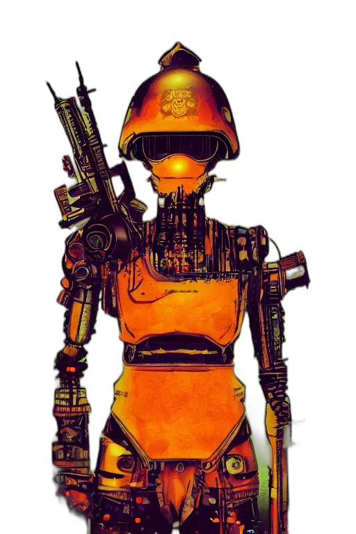 robot, weapon, staff, concept art transparent PNG cut-out