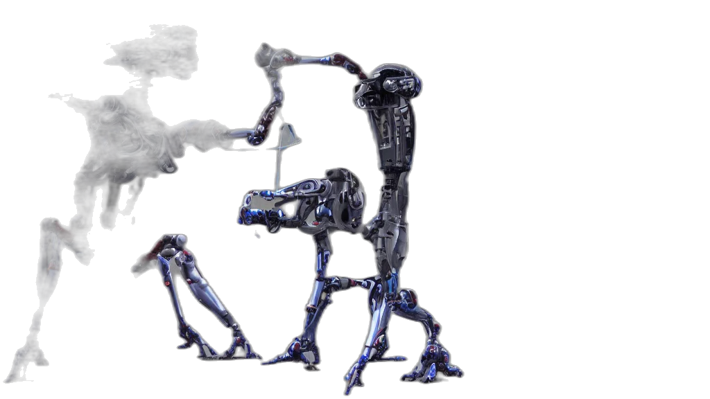 robot, weapon, concept art, 3d render transparent PNG cut-out