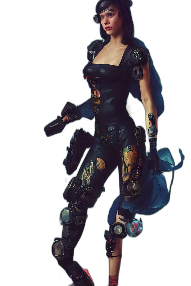 weapon, dress, robot, cyberpunk transparent PNG cut-out