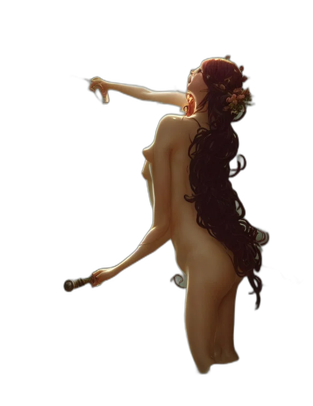 staff, dress, hair, crown transparent PNG cut-out
