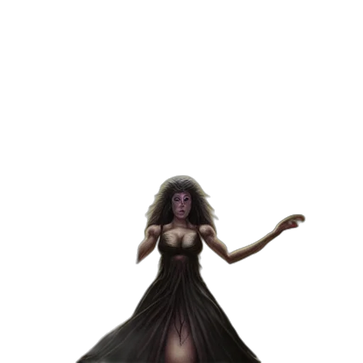 dress, staff, creature, hair transparent PNG cut-out