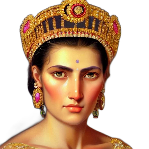 crown, jewelry, face, oil painting transparent PNG cut-out
