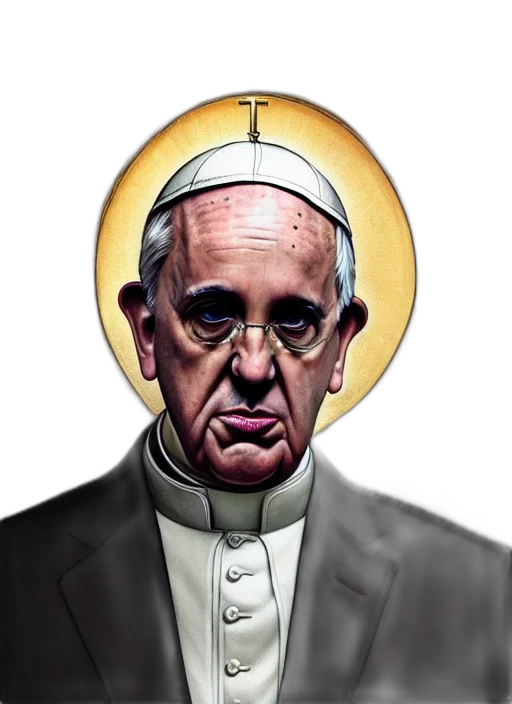 photorealistic, pope, francis, wearing transparent PNG cut-out