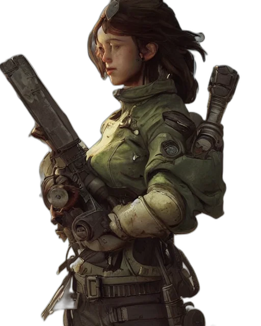 weapon, staff, jacket, face transparent PNG cut-out