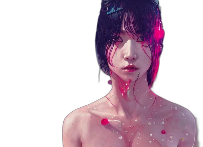 face, photorealistic, concept art, cyberpunk transparent PNG cut-out