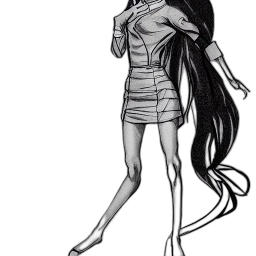 dress, creature, staff, hair transparent PNG cut-out