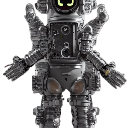 robot, 3d render, concept art, cyberpunk transparent PNG cut-out