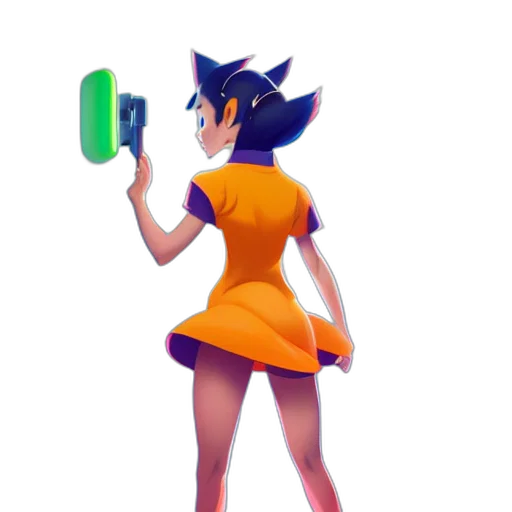 dress, staff, weapon, robot transparent PNG cut-out