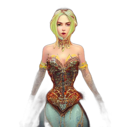 dress, staff, jewelry, fantasy art transparent PNG cut-out
