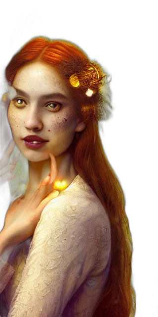 jewelry, face, fantasy art, photorealistic transparent PNG cut-out