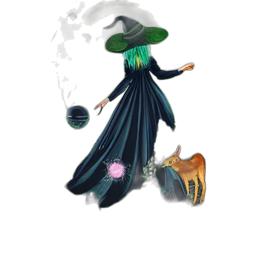 dress, staff, umbrella, hat transparent PNG cut-out