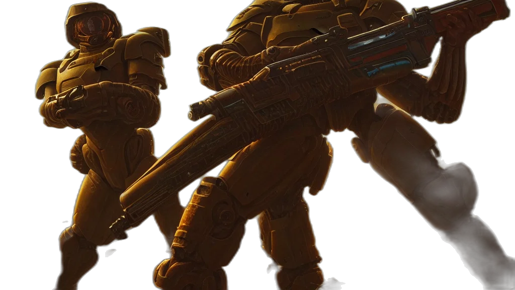 robot, weapon, 3d render, concept art transparent PNG cut-out