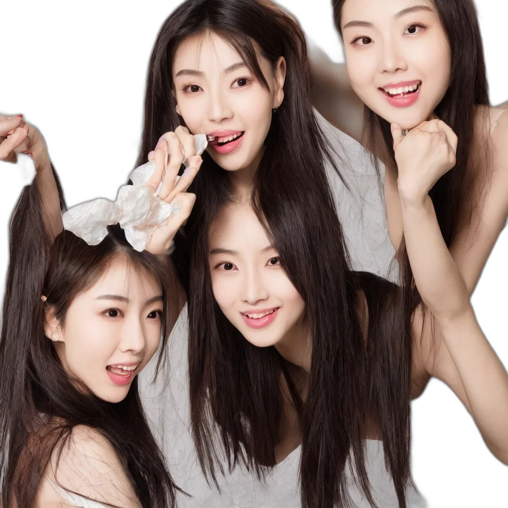 hair, photorealistic, angelababy, eating transparent PNG cut-out