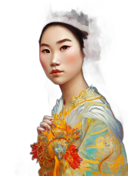 dress, face, staff, dragon transparent PNG cut-out