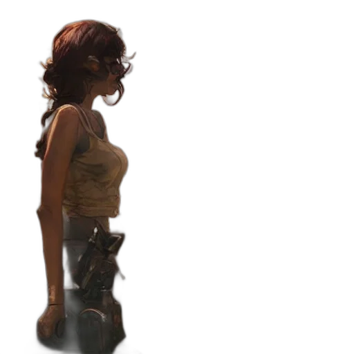 dress, robot, staff, weapon transparent PNG cut-out