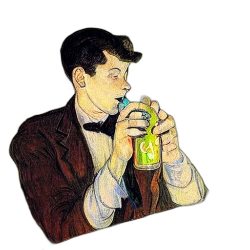 bottle, jacket, watercolor, pixel art transparent PNG cut-out