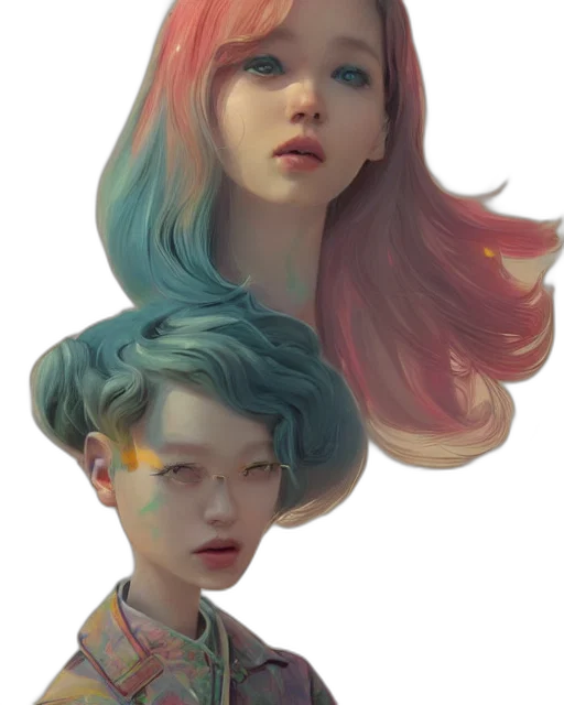 crown, hair, face, concept art transparent PNG cut-out
