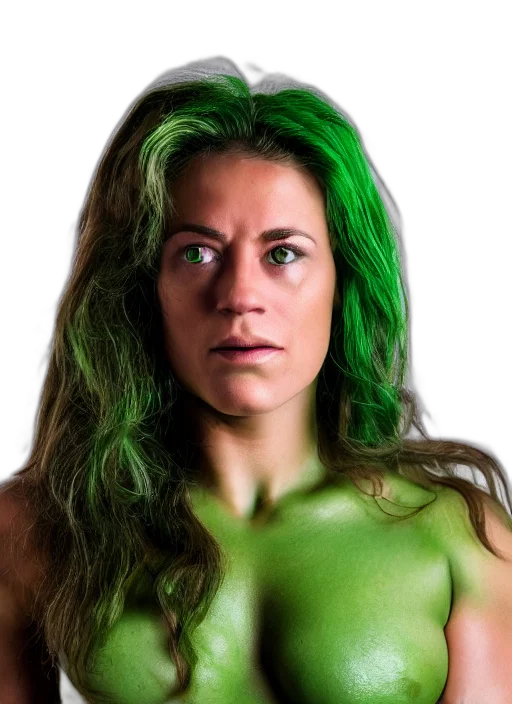 face, photorealistic, green, full transparent PNG cut-out