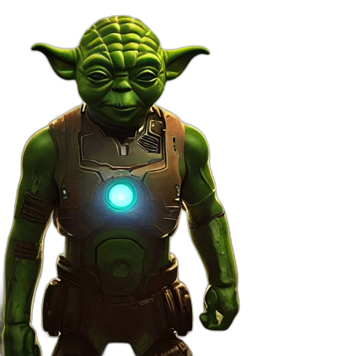staff, 3d render, concept art, yoda transparent PNG cut-out