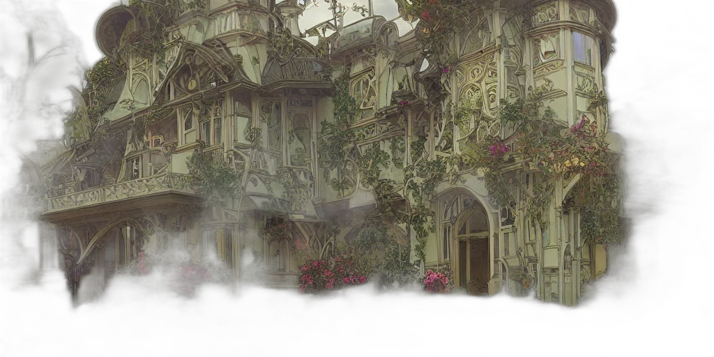 building, concept art, fantasy art, watercolor transparent PNG cut-out