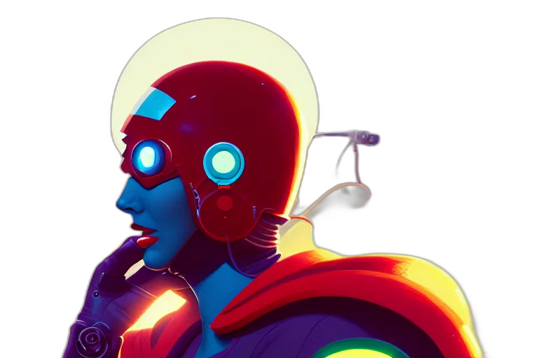 robot, concept art, comic book art, 3d render transparent PNG cut-out