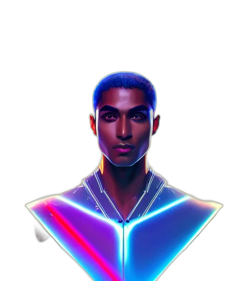 face, jacket, staff, robot transparent PNG cut-out