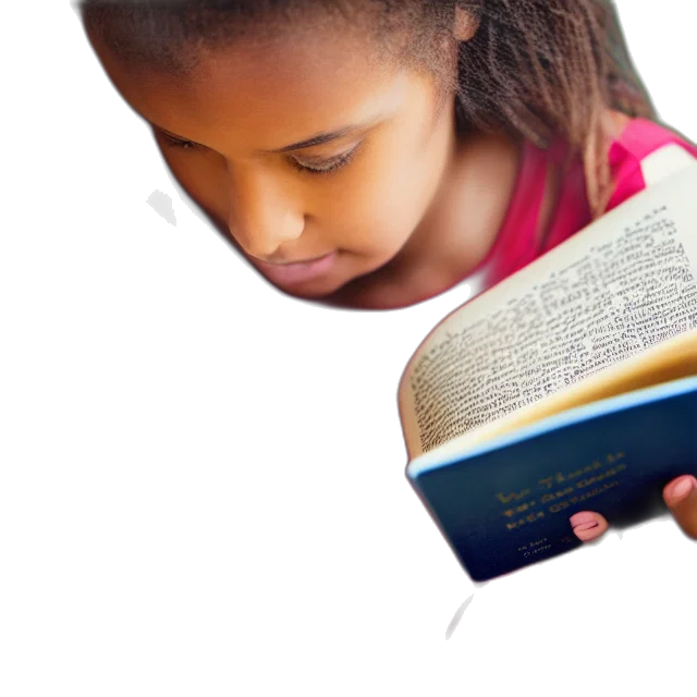 photo, girl, reading, book transparent PNG cut-out