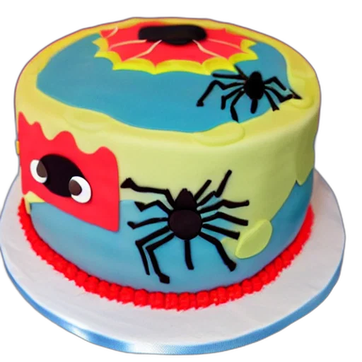 3d render, spider, birthday, cake transparent PNG cut-out