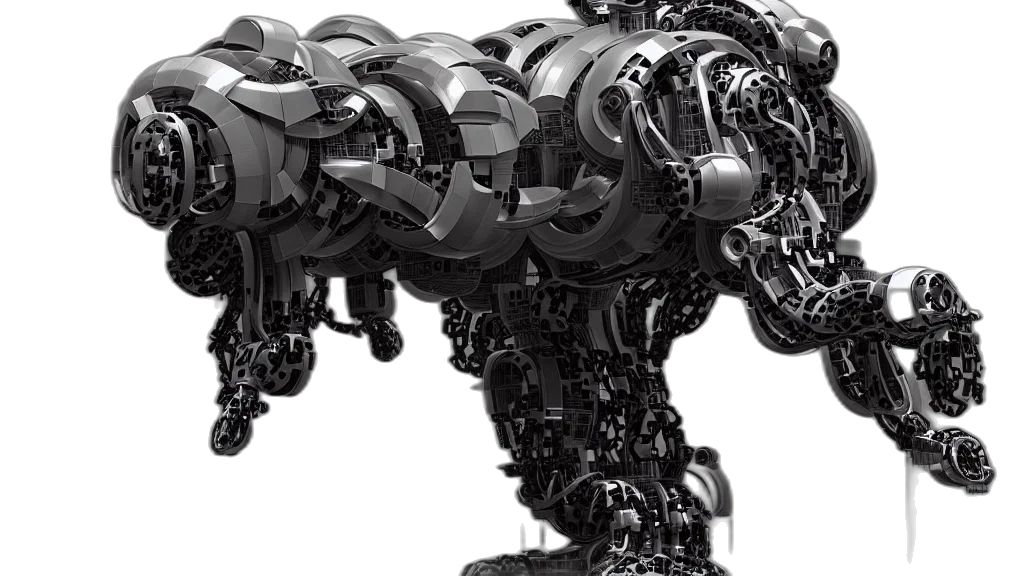 robot, weapon, 3d render, concept art transparent PNG cut-out