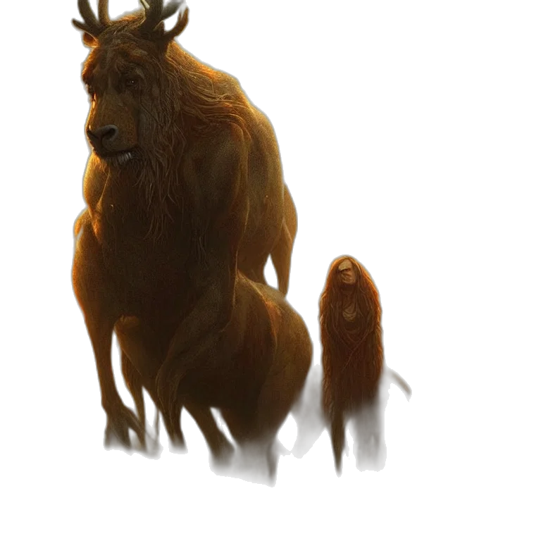 creature, animal, crown, staff transparent PNG cut-out