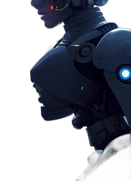 robot, weapon, face, cyberpunk transparent PNG cut-out